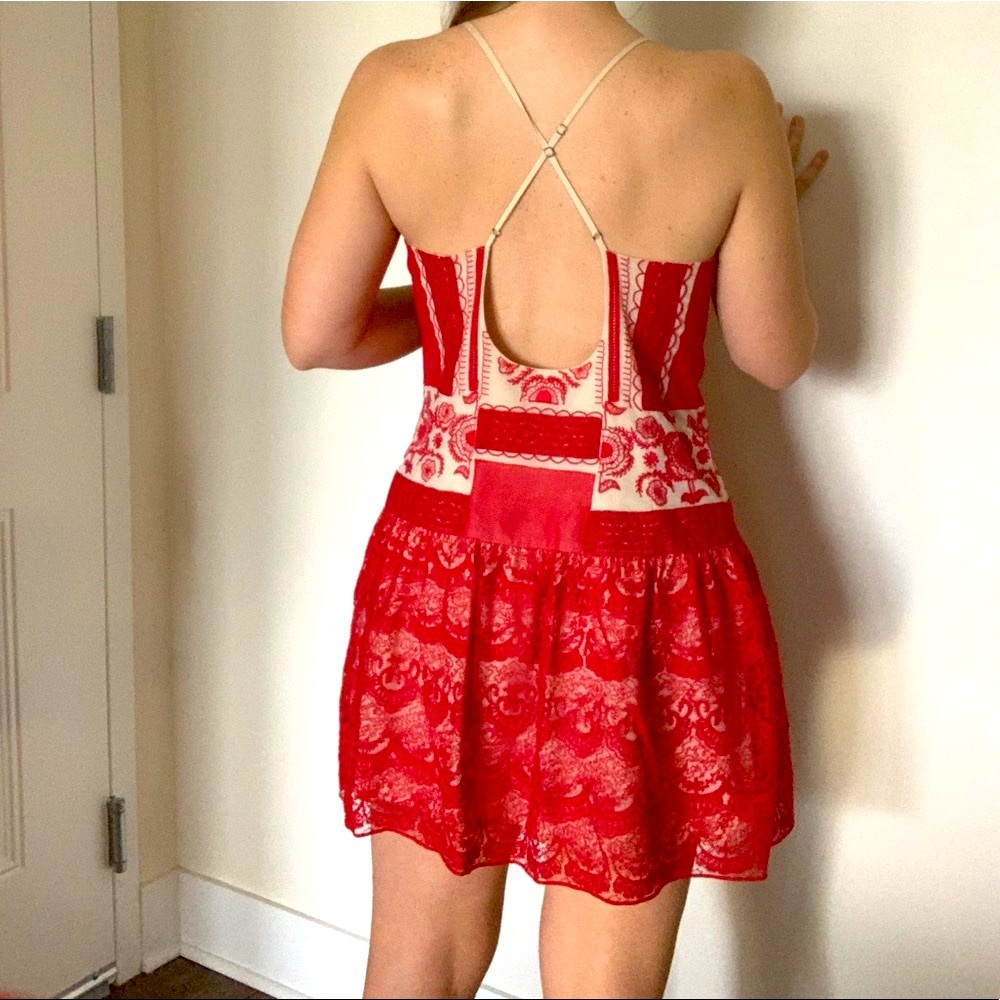Free People lace/embroidered detail mini dress
